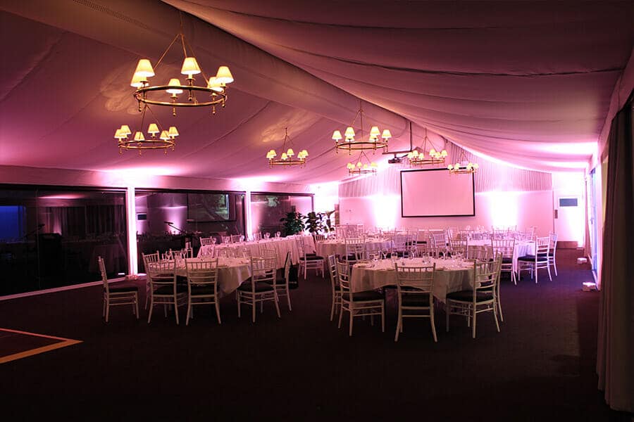 APRICOT UPLIGHTING | Garden Marquee at Victoria Park