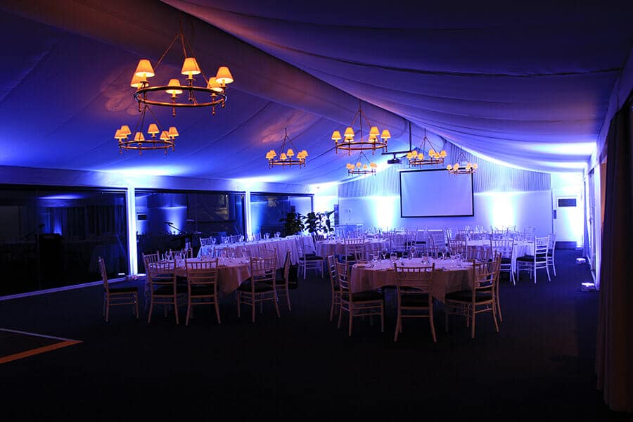 PURPLE UPLIGHTING | Garden Marquee at Victoria Park