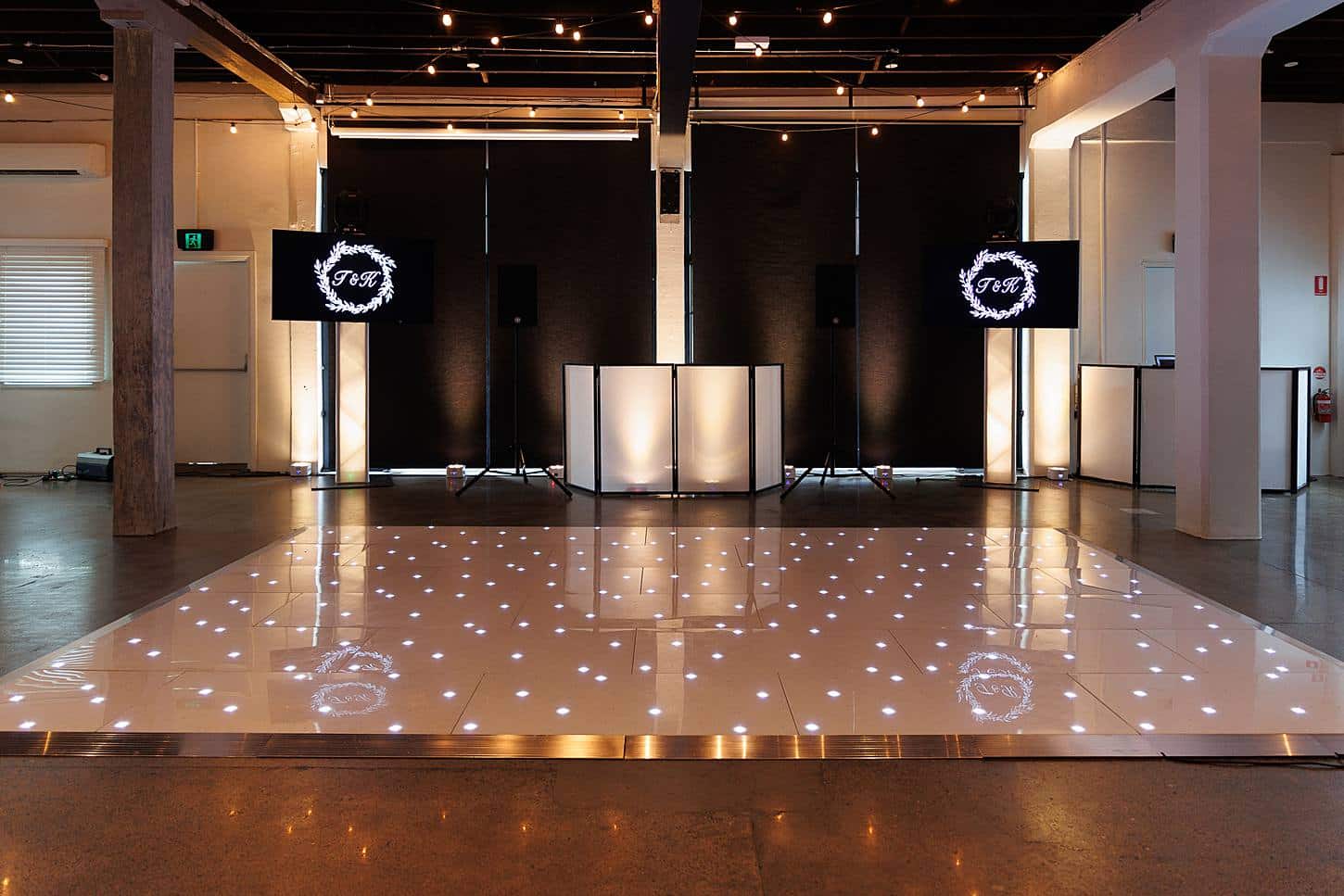 Dance Floor DJ Setup Warm White Uplighting